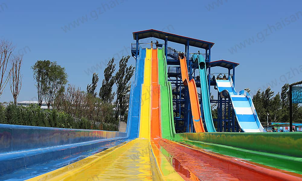 河北保定海森水上大世界彩虹滑梯、高速滑梯、家庭宽滑梯组合平台